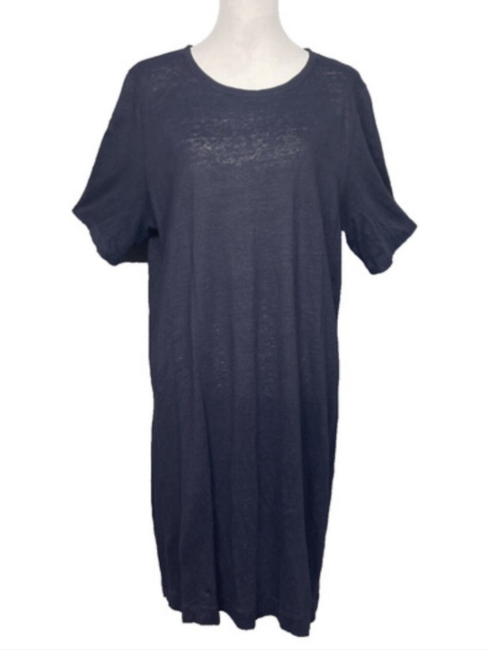 Eileen Fisher Navy Blue Short Sleeve Shift Dress